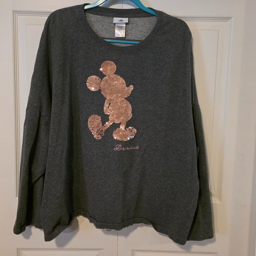 NWOT Disney Women's Gray Sweatshirt with Sequin Design